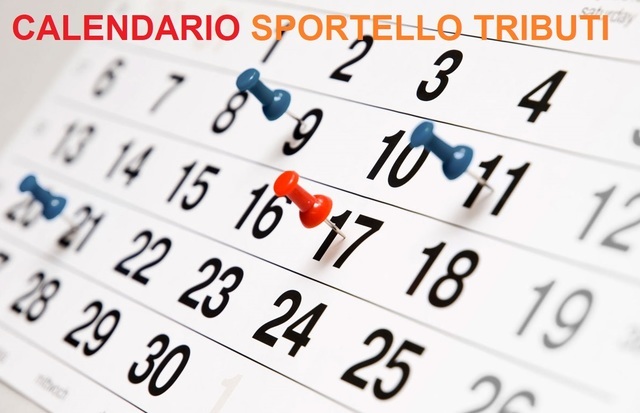 Calendario SPORTELLO SERVIZIO TRIBUTI - mesi di FEBBRAIO e MARZO